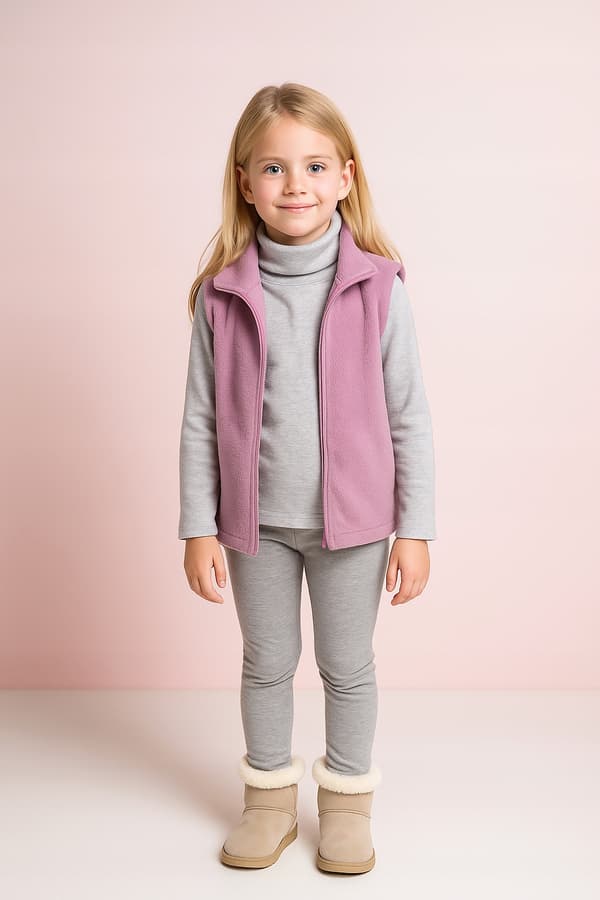 Barn varm höghalsad blus 128 gråmelerad