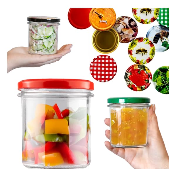 50x GLASGLAS 350 ml TIL MARMELADE, KØD, PATÉ, KONSERVERING, LYS