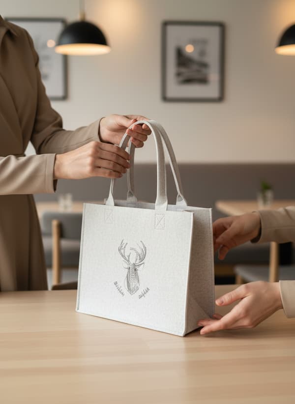 FILTPOSE 40X30X15 CM BEIGE TIL GAVE TIL SHOPPING GAVEPOSE