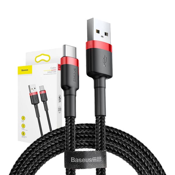 Baseus Cafule 3A USB till USB-C-kabel 1m (röd-svart)