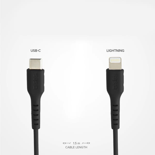 SBS TECABLEGITC1K USB-C - Lightning-kabel 1m - sort