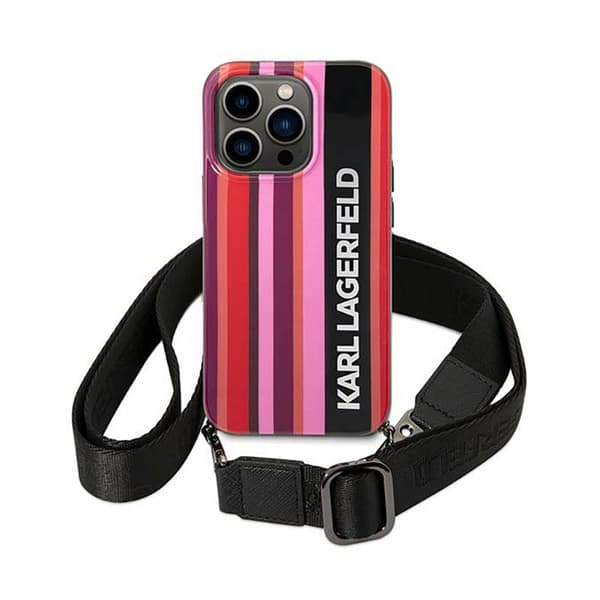 Karl Lagerfeld Color Stripes Strap - iPhone 14 Pro cover (lyserød)
