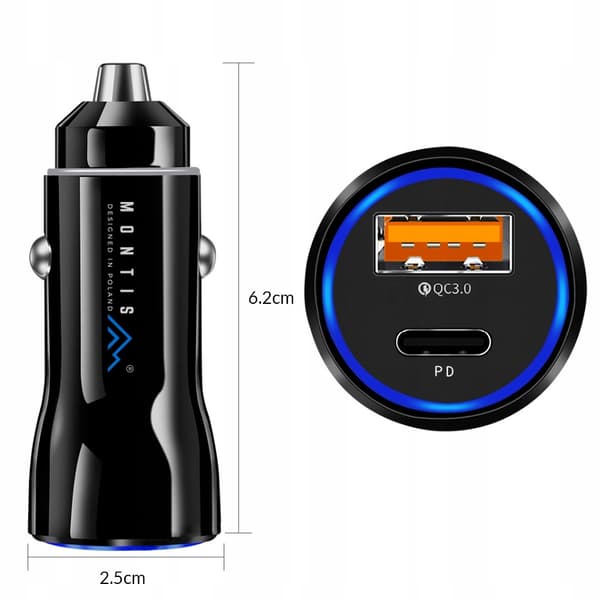 Autolaturi, USB-C, Montis 3000 mA