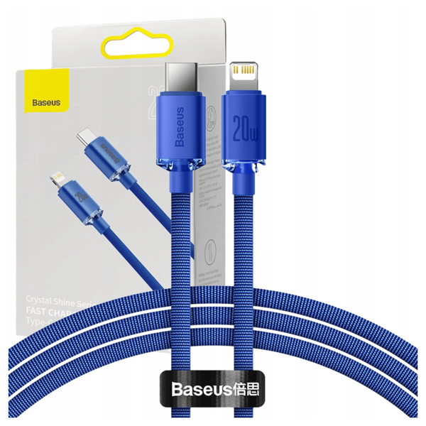 Baseus Crystal USB-C till Lightning-kabel, 20W, 1,2m (Blå)