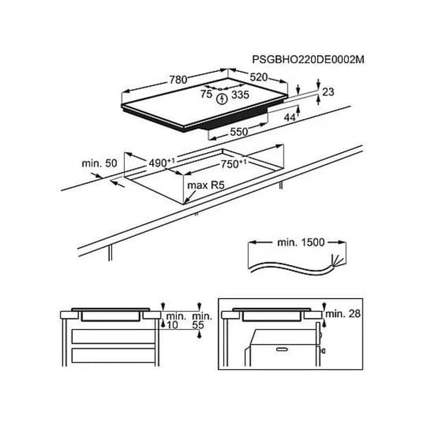 Electrolux EIV83443CT induktionshäll 78 cm, 4 zoner