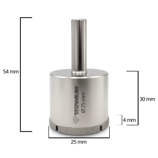 Diamantkernebor til vådboring af klinker, glas og fliser 25mm titanium