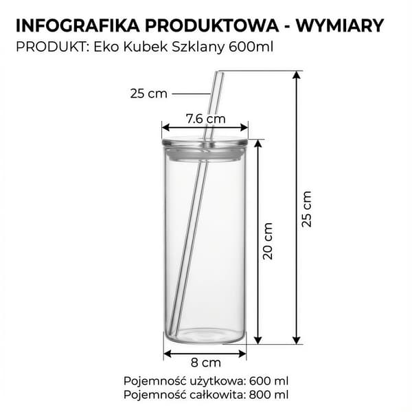 MUGG GLASFLASKA MED STRÅ 600 ml TRANSPARENT GLASLOCK