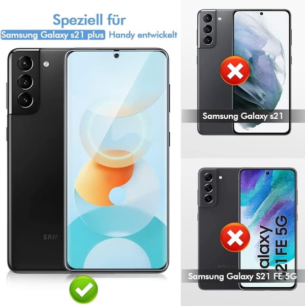 2x Härdat glas för Samsung Galaxy S21+ Högt skydd, hållbart och solidt