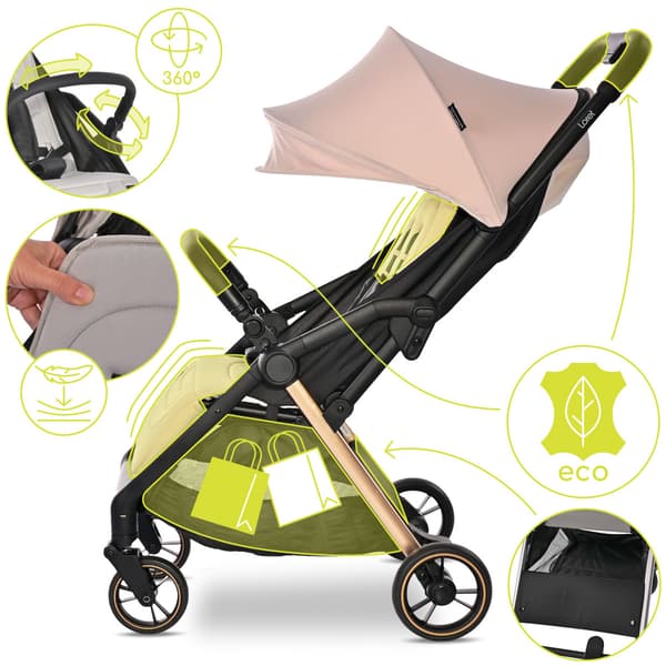 Lorelli Loret - klapvogn med automatisk foldning op til 22 kg | Beige