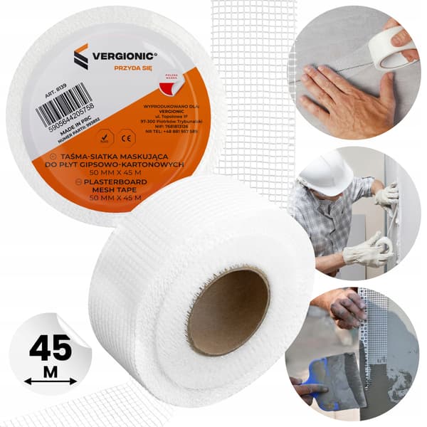 Maskeringstejp för gipsskivor 50 mm 45 m