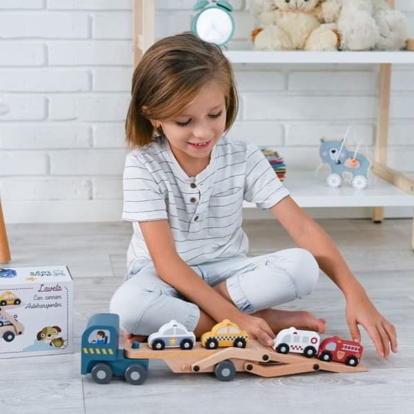 Træbjærgningsvogn med redningsbiler, Adam Toys