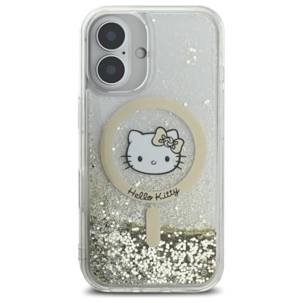Hello Kitty Liquid Glitter Fever MagSafe - iPhone 16-skal (vitt / guld)