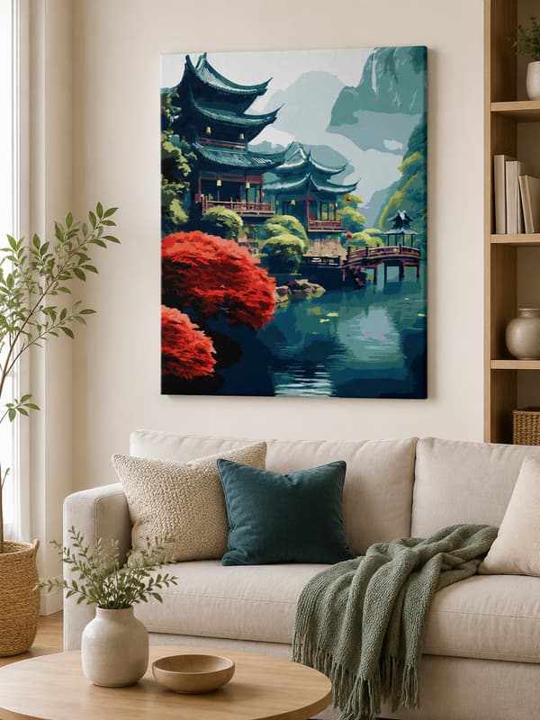 Målning med siffror asiatiskt tempel 40x50 cm