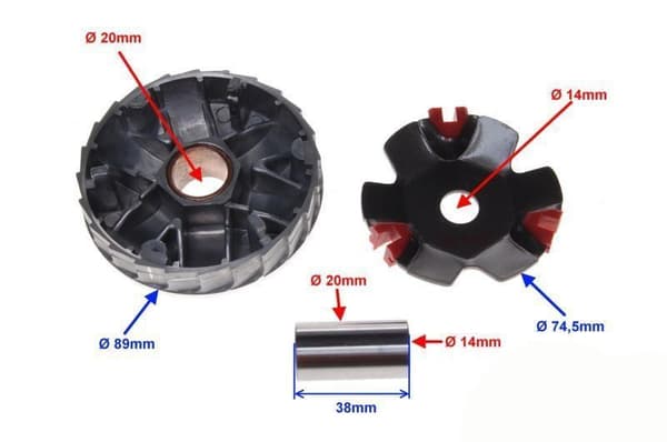 Variator til 4T 50cc scooter, 5,5g ruller Tuning