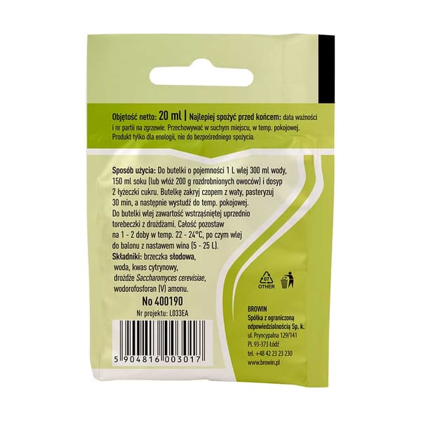 Yleiskäyttöinen viinihiiva, 20 ml