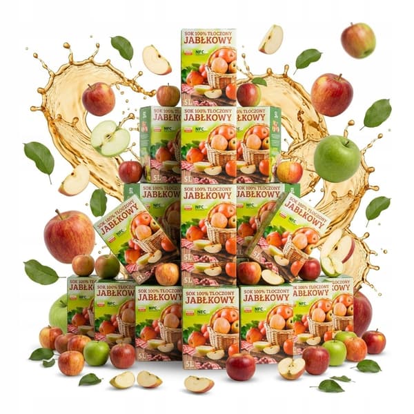 25x ÆBLEJUICEKARTON 100% PRESSEDE 5L PAKKE KURV MED ÆBLER