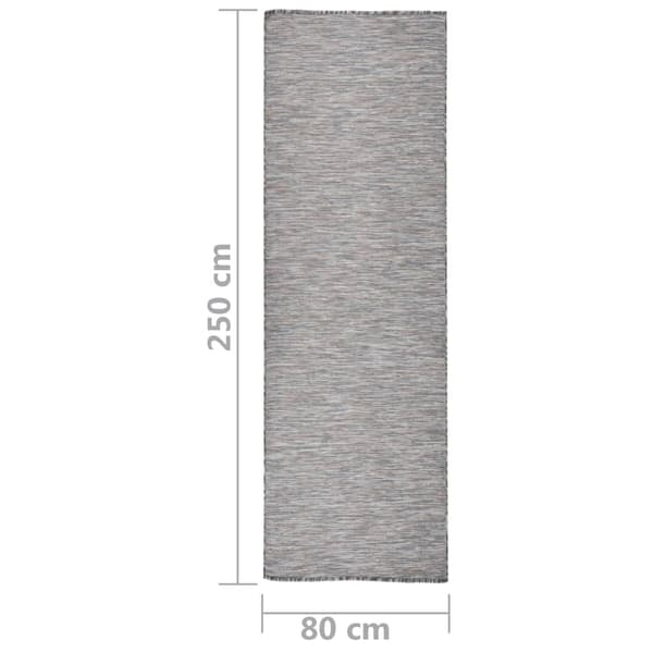 vidaXL Utomhusmatta, plattvävd, 80x250cm, brun och blå