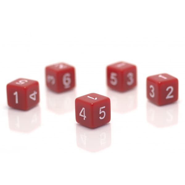 1,6 cm RPG punainen kuusisivuinen D6-noppa