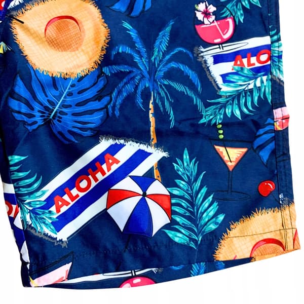 Hawaiianske ungdomsshorts i net med slim fit M