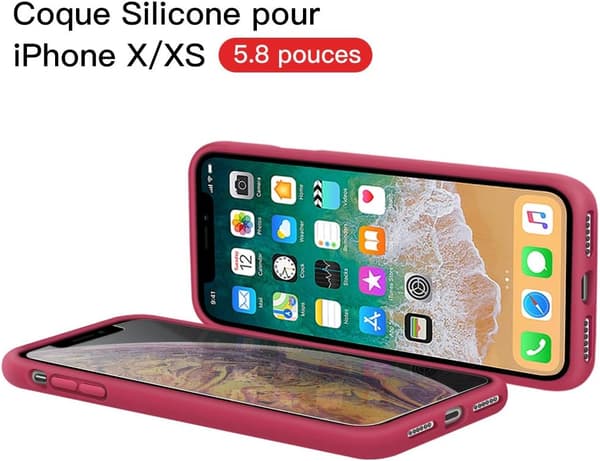 SILIKONEETUGER TIL IPHONE XS/X 5.8' LYSERØD RØD