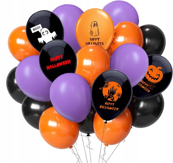 Ballonger halloweenset orange svart lila tryck 20 st