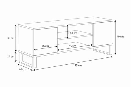 Focus RTV-skab 135 cm - loft Eg artisan sort