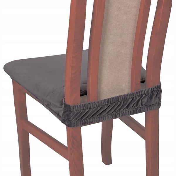 Stolöverdrag för stolsäte kort velour TESS mörkgrå