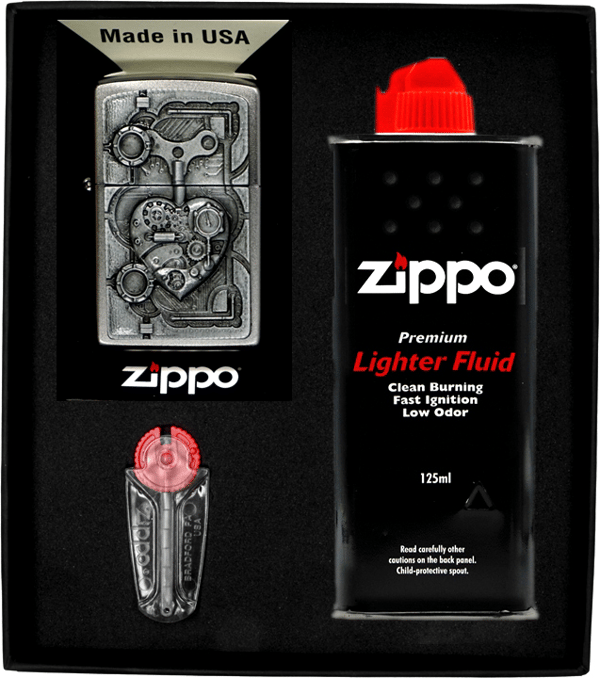 Zippo Steampunk Sydänsytytin Setti Lahja No. 1