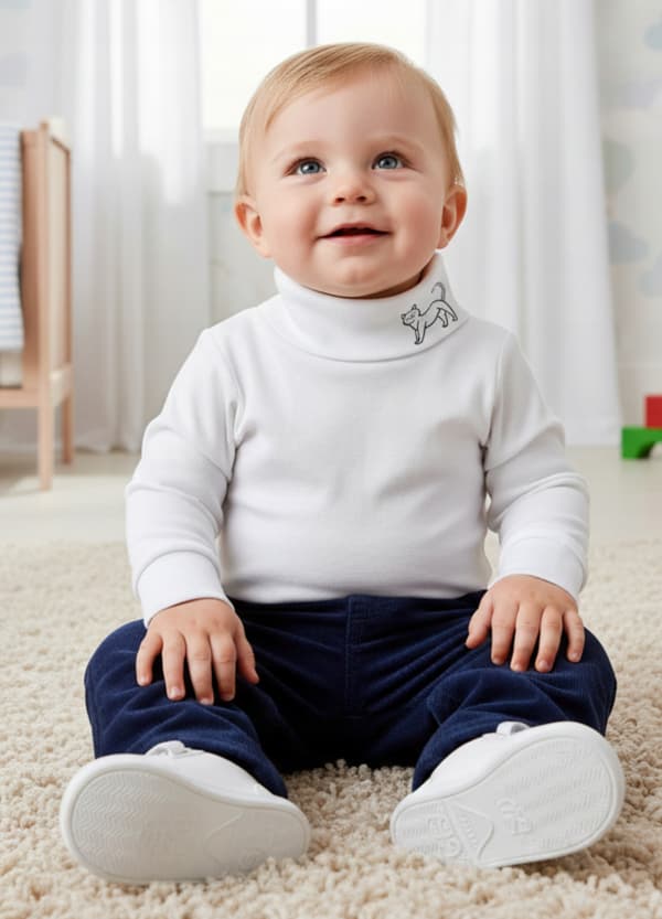 Baby sweatshirt 80 bomuld hvid med tryk