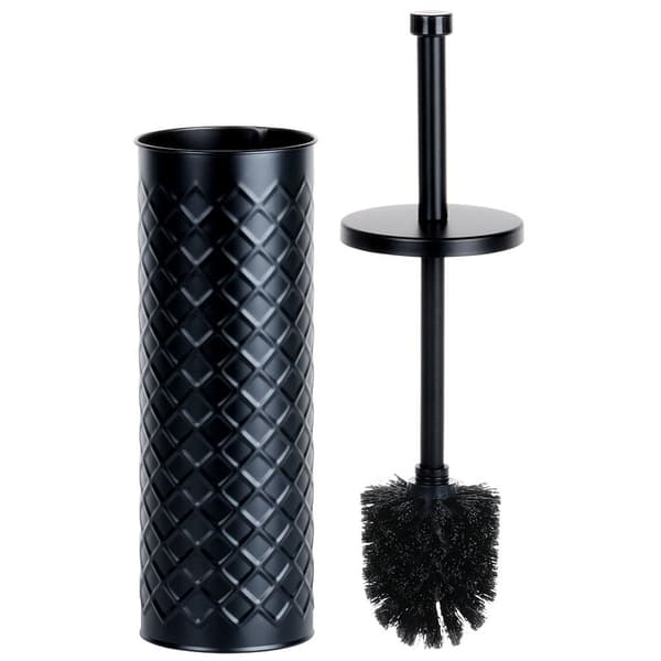Toiletbørste med metalstativ sort 38x10 cm