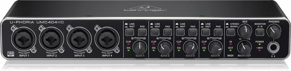 Behringer UMC404HD USB-ljudgränssnitt, 4 ingångar, svart