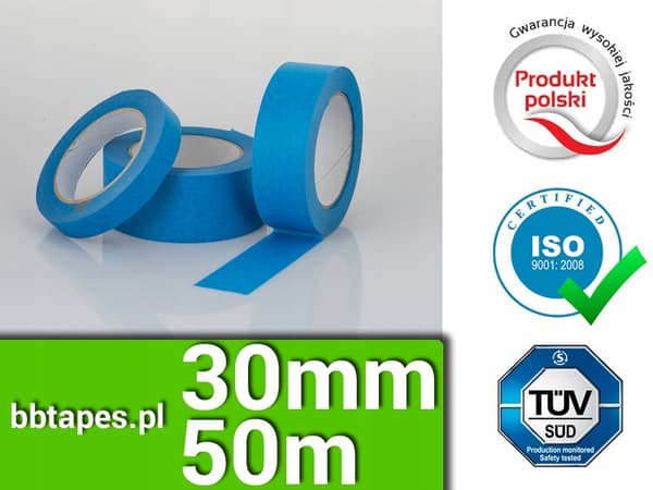 STÆRK BLÅ PAPIR MALETAP 30MM/50M BLÅ UV 30 DAGE billig