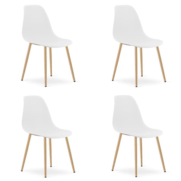 WAT stol vit / naturliga ben x 4