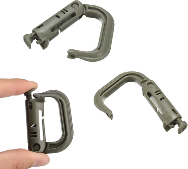 4x Karabinholdere til Molle Grimlock D-ringe, taktisk, grøn