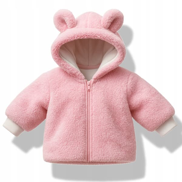 Babysweatjakke efterår 56 med hætte, lynlås, pink