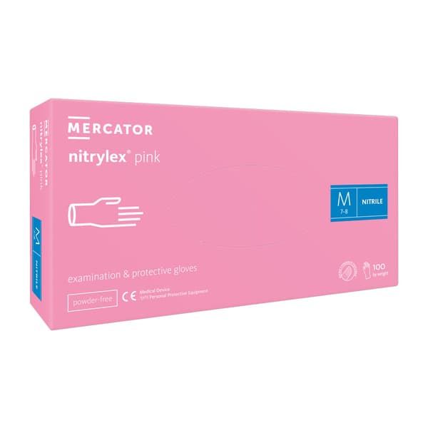 Nitriilikäsineet M pinkki Mercator Nitrylex Pink 100 kpl