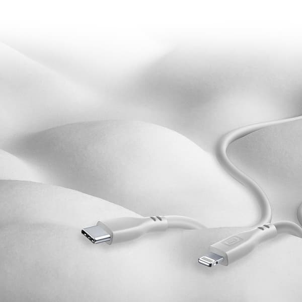 Cellularline Soft Cable - MFi-sertifioitu USB-C - Lightning-kaapeli 1,2 m (harmaa)