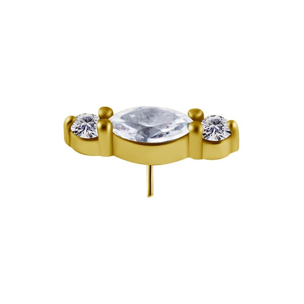 Indstikshætte - med hvide zirkoner - CoCr NF - guld - PI-028