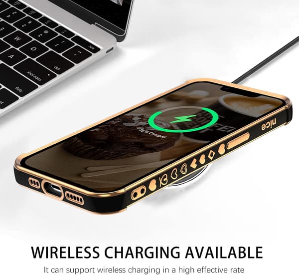 APPLE IPHONE 13 6,1" ETUI SILIKONE SORT GYLDEN HJERTE TILBEHØR A2482