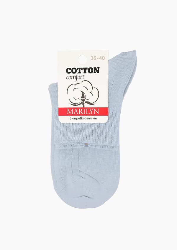 Damestrømper i bomuld lyseblå med komfortabel elastik Cotton Classic 36/40
