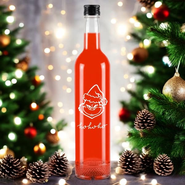 5x Glasflaskor Julklapp CRYSTAL 500ml med Tryck för Likörer
