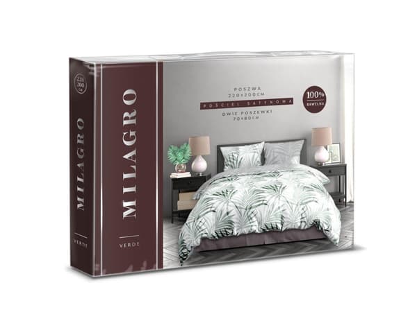 Satin Sengetøj 140x200 Milagro Blade Blomster Mintgrøn