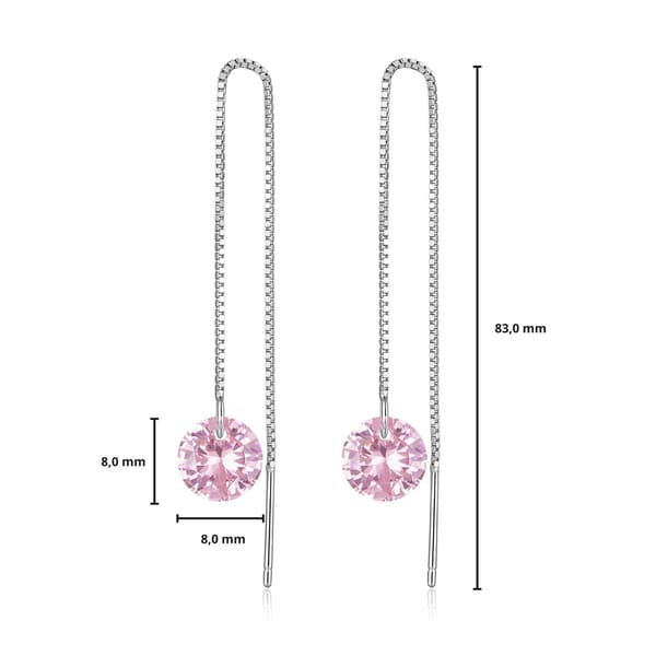 Silvertrådade örhängen med rosa kristaller, 925 silver