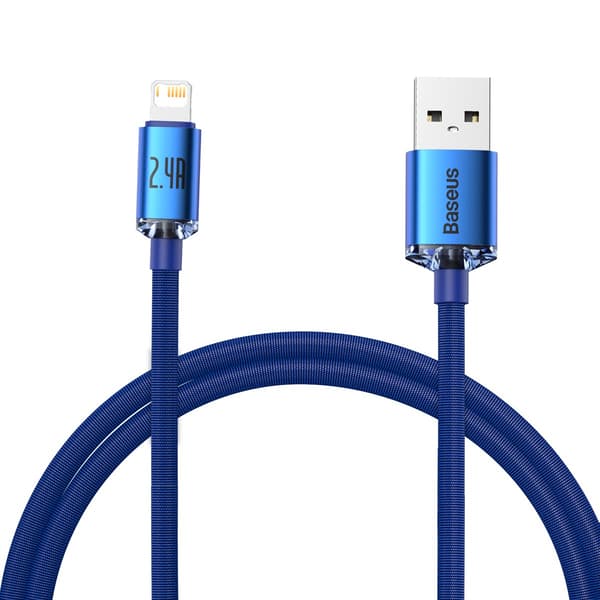 Baseus Crystal Shine USB till Lightning-kabel, 2.4A, 1.2m (blå)