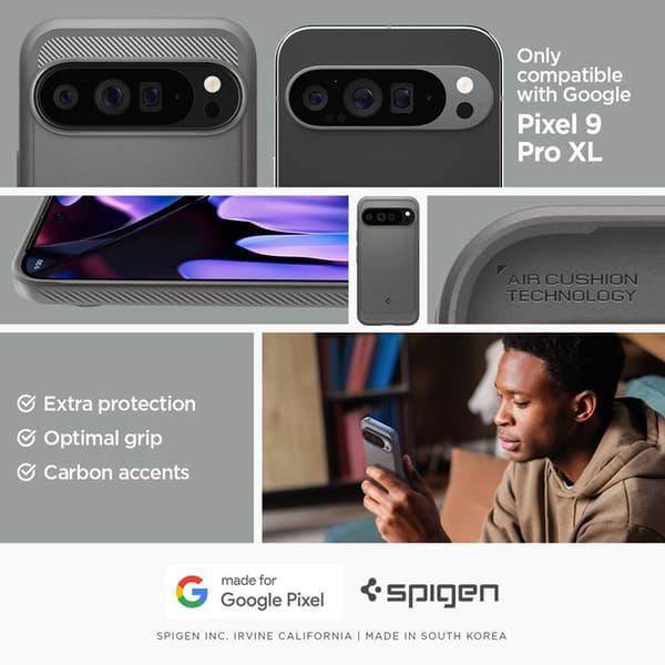 Spigen Rugged Armor - Etui til Google Pixel 9 Pro XL (Marmorgrå)