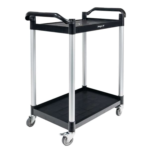 Mega-M servervogn 2-hyldestativ sort 80x40x95 cm