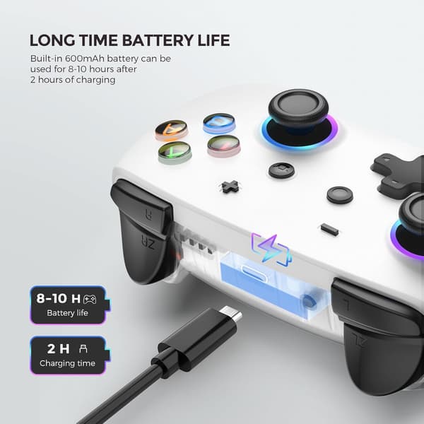 TRÅDLØS LED-CONTROLLER TIL NINTENDO SWITCH LITE OLED HVID TURBO