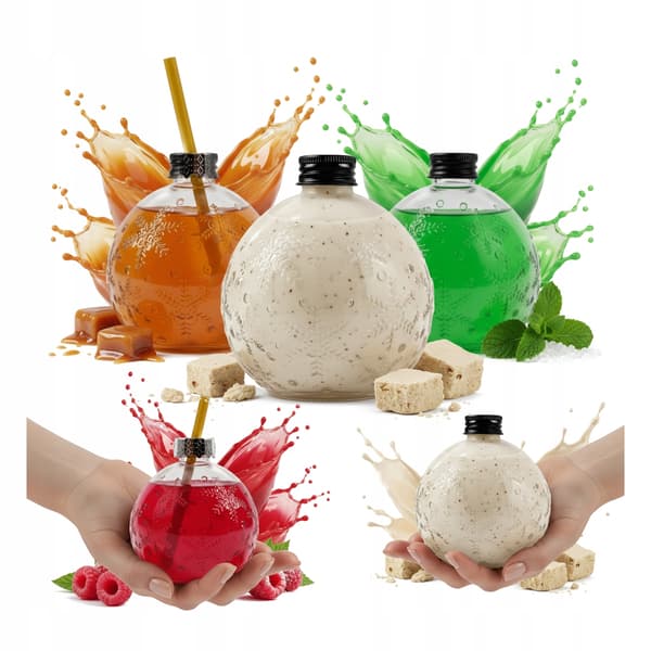5x Glasflaskor BOMBKA 400 ml Kork Julklappslikörer