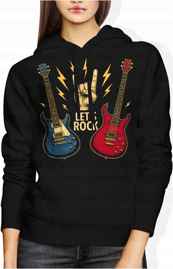 DAM ROCK AND ROLL-SWEATSHIRT MED ELBILDA GITARRER LET'S L