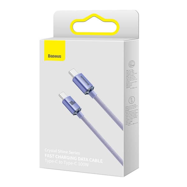 Baseus Crystal Shine USB-C till USB-C-kabel, 100W, 2m (Lila)